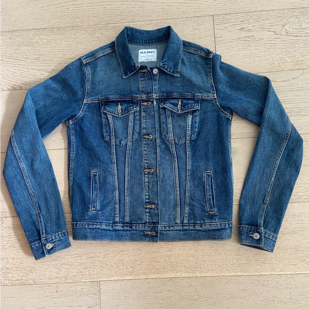 OLD NAVY Stretch Denim Jacket — Small Tall — Medium Wash — NWOT - Picture 2 of 8